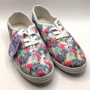 The Animal Rescue Site Pink Flamingos Shoes White Sneakers Women's Size 6 - NWT